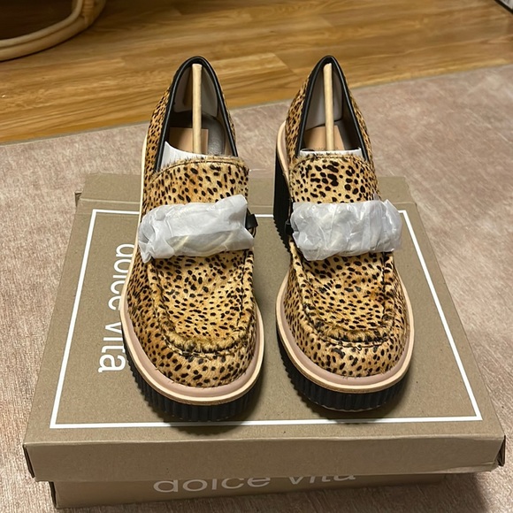Dolce Vita- Brenan Leopard Calf Hair Wedge Loafers- New - Picture 2 of 9